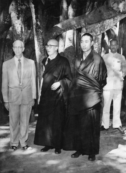 File:1956 Dalai Lama under banyan tree.jpg
