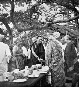 Dalai Lama at tea party 1959.jpg